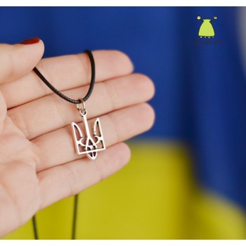 Кулон "Герб України. Тризуб 25*15 мм". Чорний шнурок